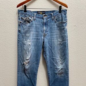 Lucky Brand 361 Vintage Straight Medium Distressed Wash Jeans Men's 34 x 30.5